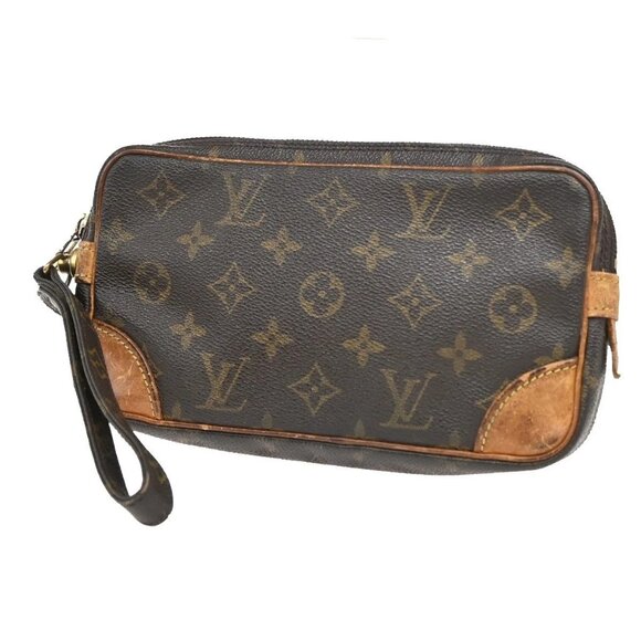 LOUIS VUITTON Marly Dragonne PM Clutch Hand Bag Monogram Leather M51827 04KA980 - Picture 1 of 15